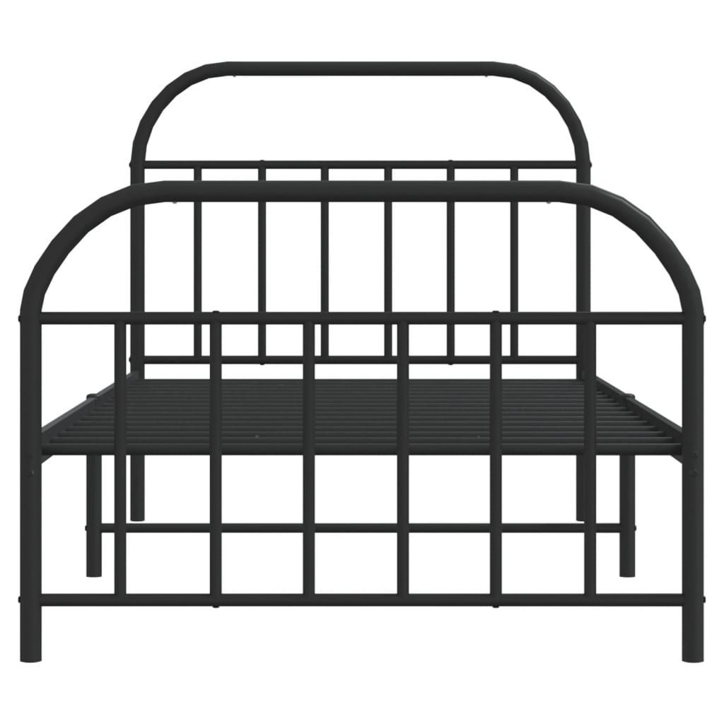 Metal Bed Frame without Mattress with Footboard Black 107x203 cm King Single