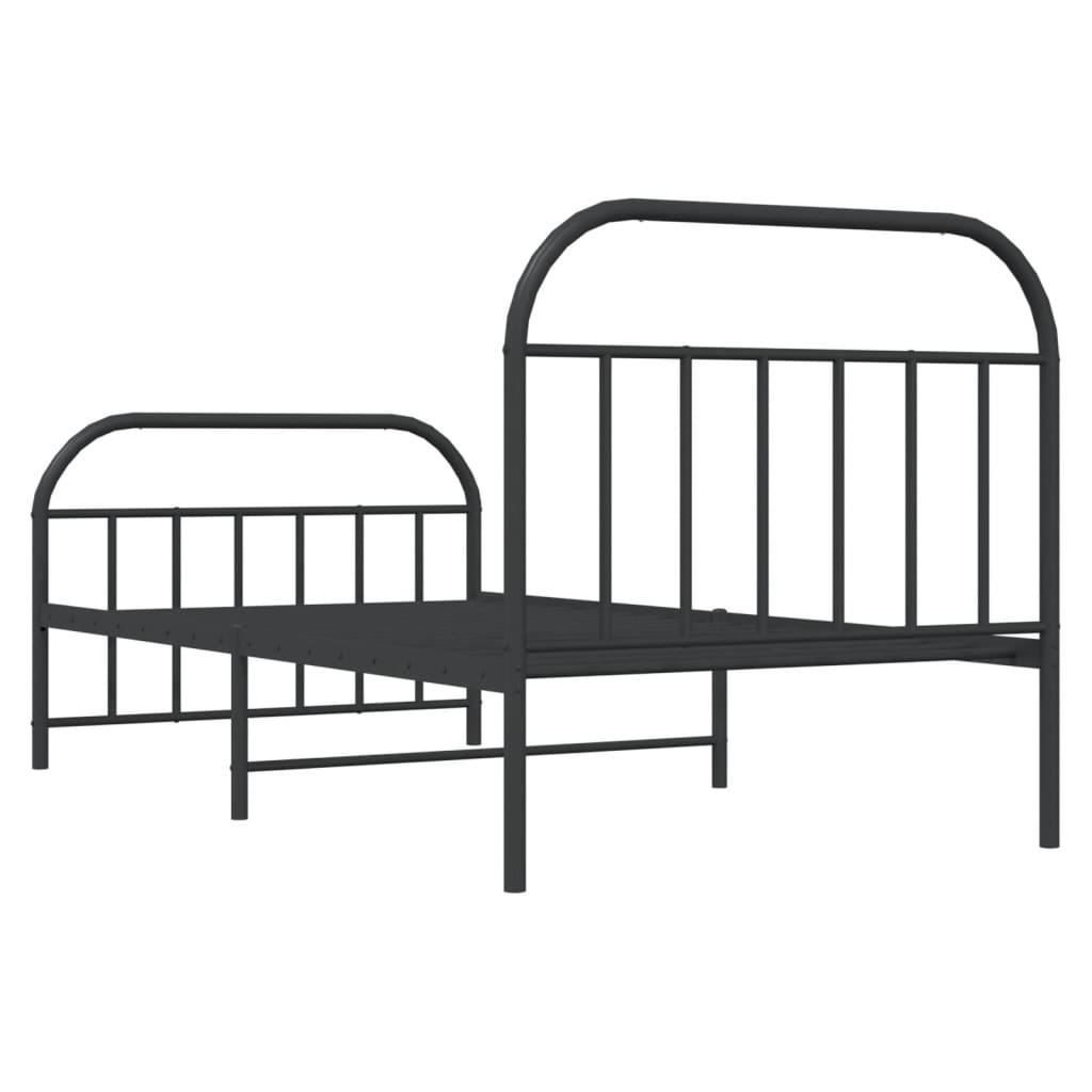 Metal Bed Frame without Mattress with Footboard Black 107x203 cm King Single