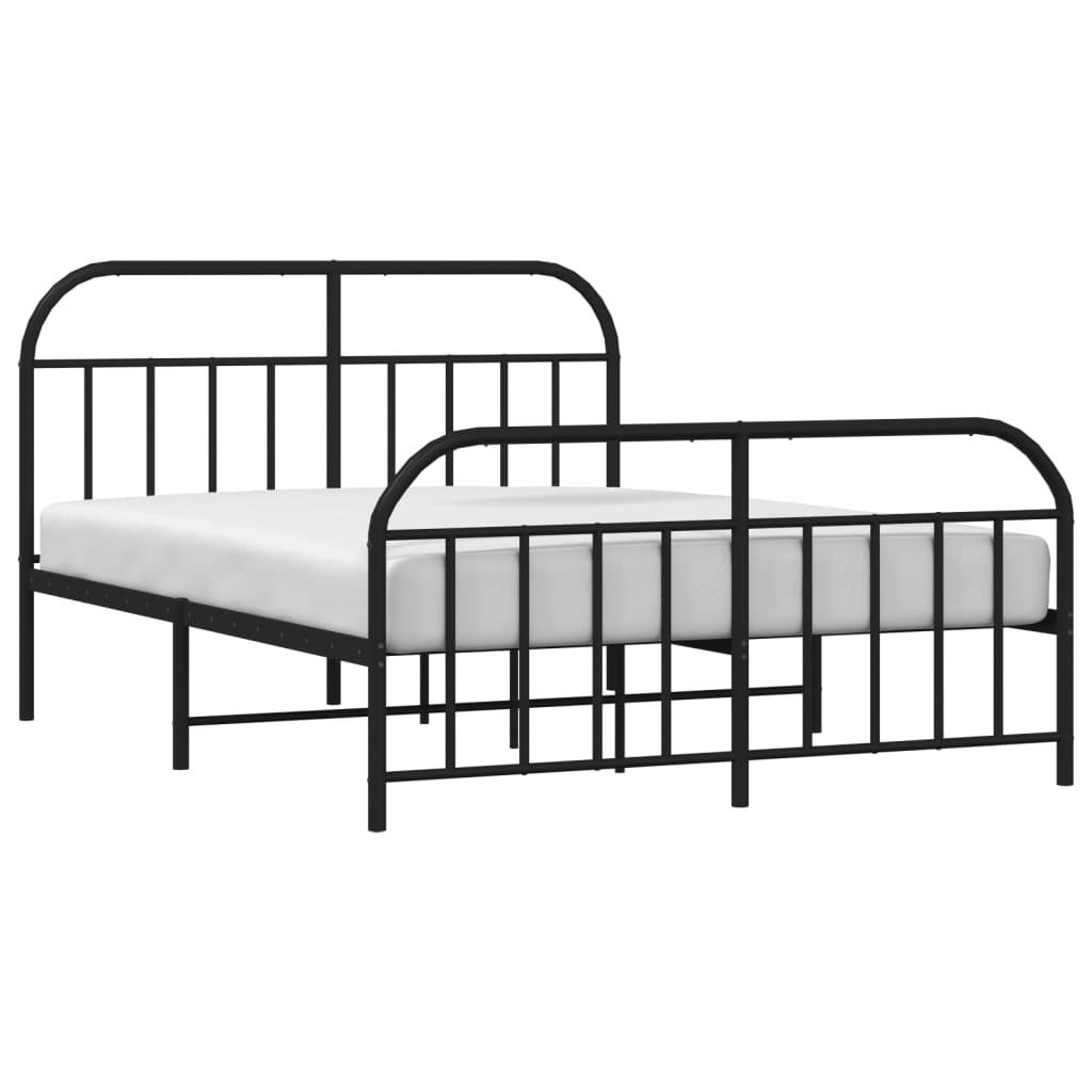 Metal Bed Frame without Mattress with Footboard Black 183x203 cm King