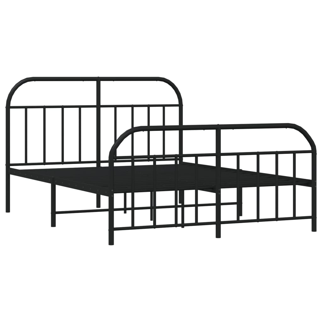 Metal Bed Frame without Mattress with Footboard Black 183x203 cm King