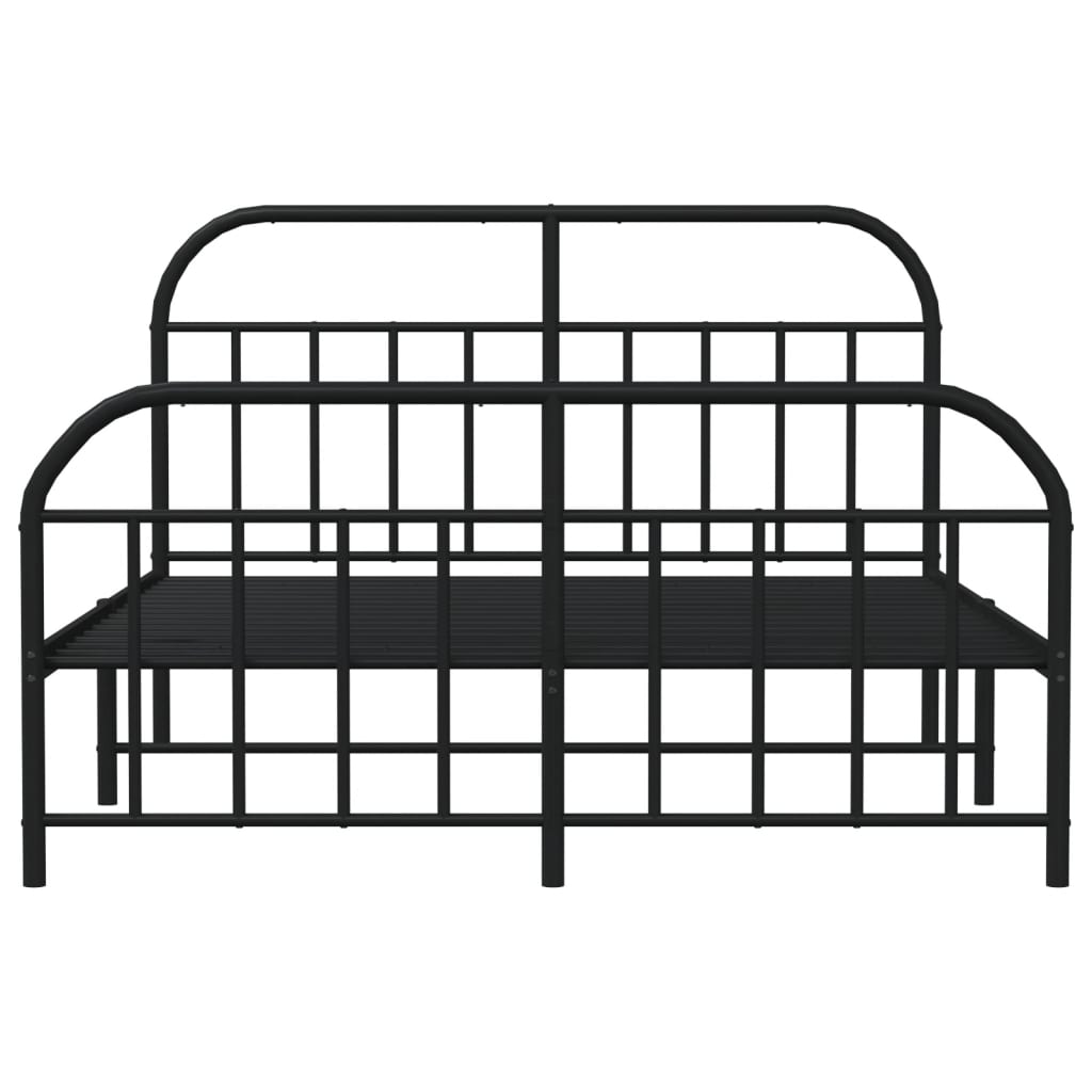 Metal Bed Frame without Mattress with Footboard Black 183x203 cm King