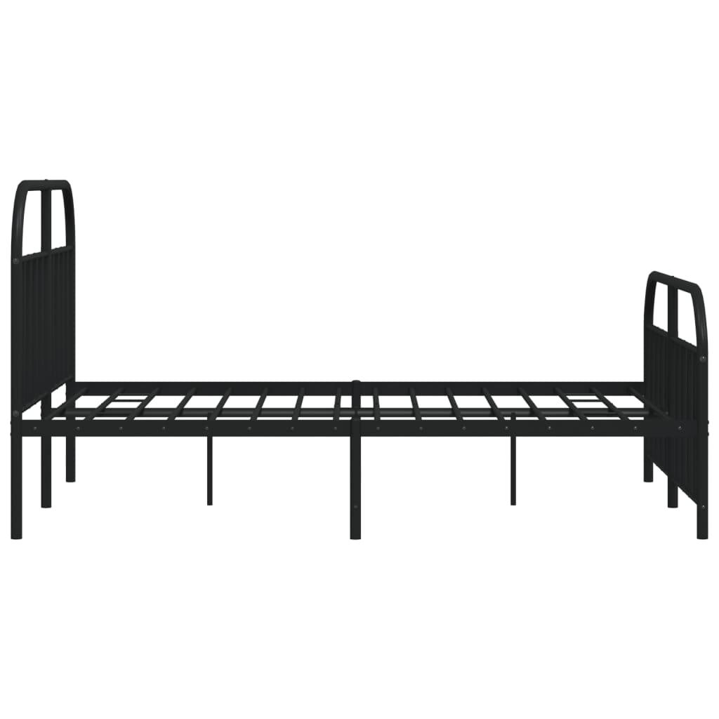 Metal Bed Frame without Mattress with Footboard Black 183x203 cm King