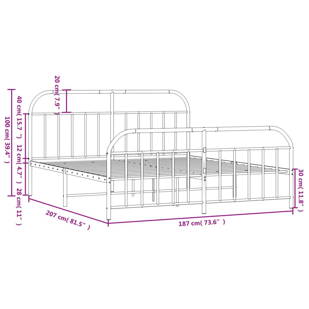 Metal Bed Frame without Mattress with Footboard Black 183x203 cm King