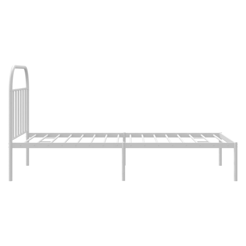 Metal Bed Frame without Mattress with Headboard White 107x203 cm King Single