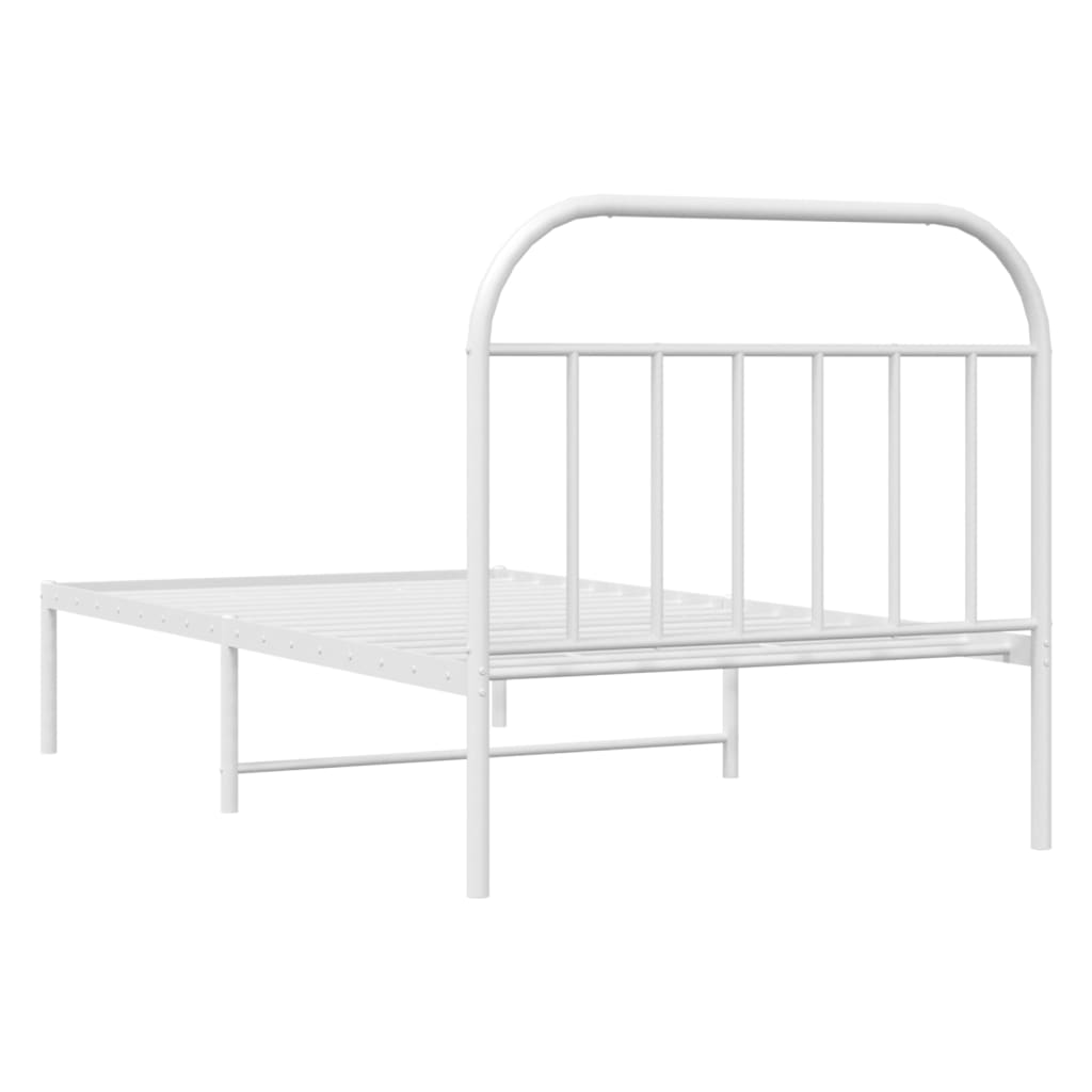 Metal Bed Frame without Mattress with Headboard White 107x203 cm King Single