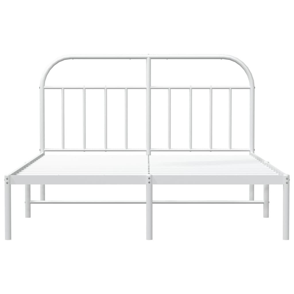 Metal Bed Frame without Mattress with Headboard White 150x200 cm