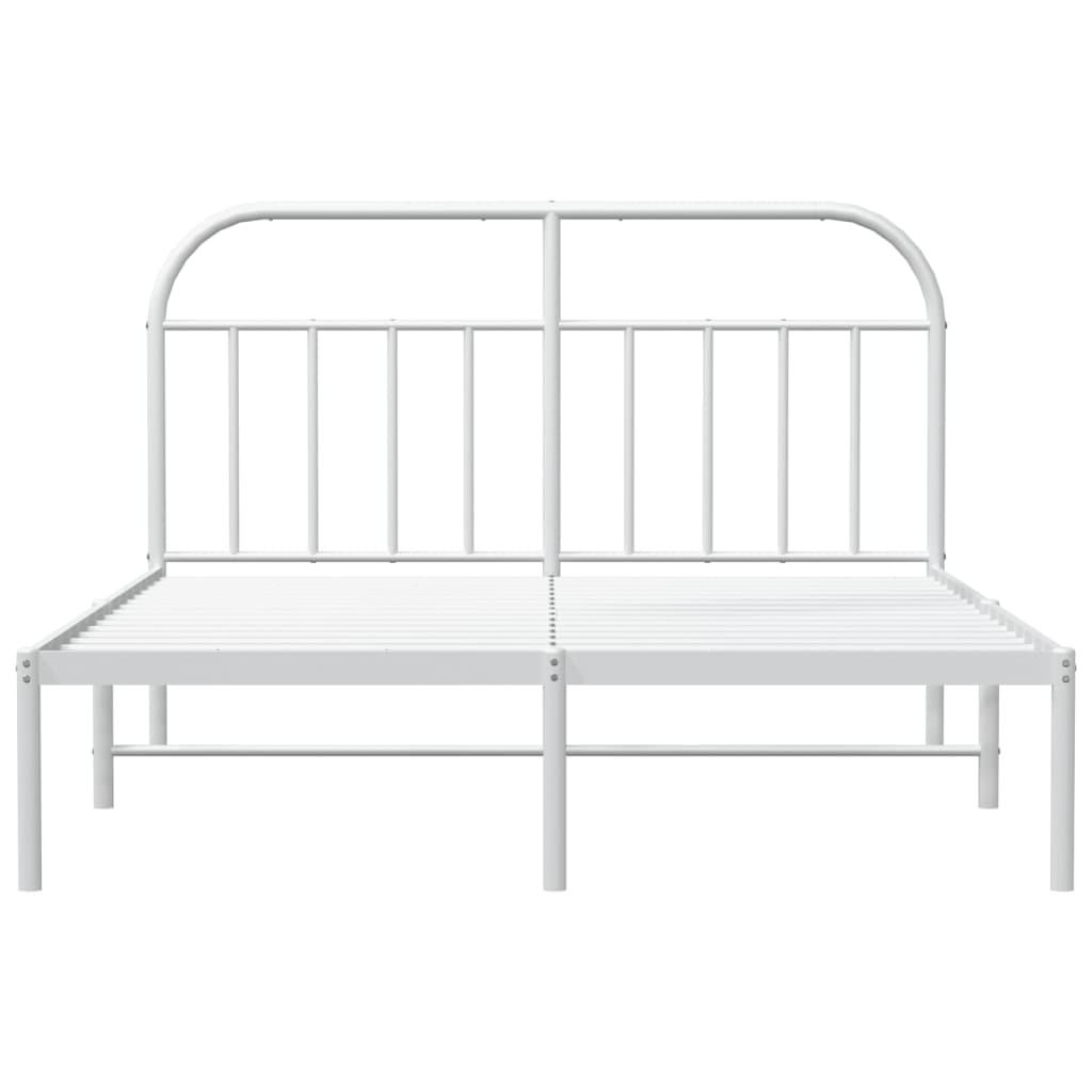 Metal Bed Frame without Mattress with Headboard White 183x203 cm King