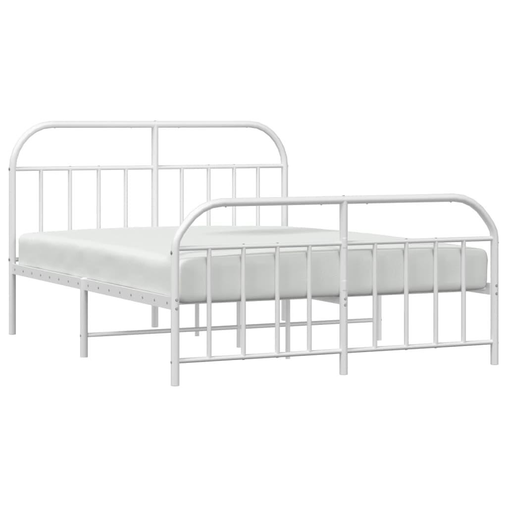 Metal Bed Frame without Mattress with Footboard White 135x190 cm