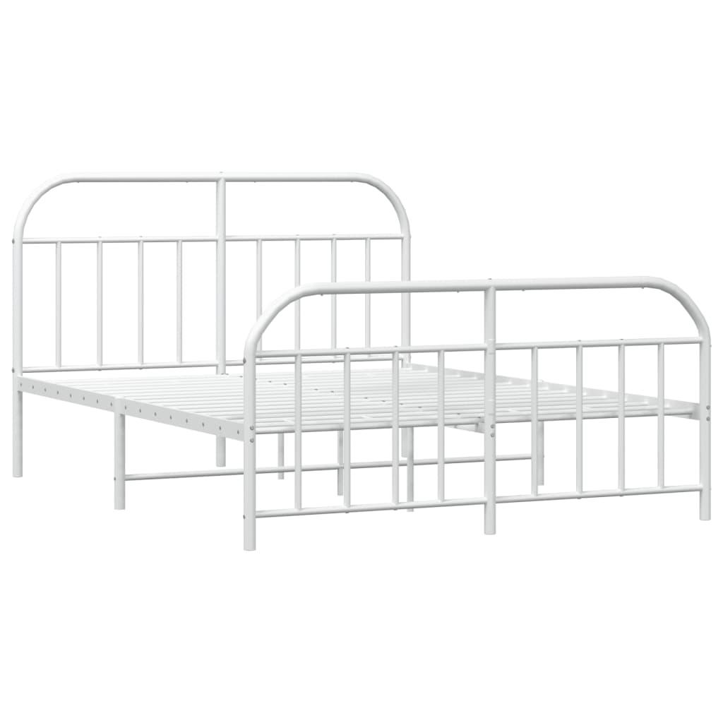 Metal Bed Frame without Mattress with Footboard White 135x190 cm