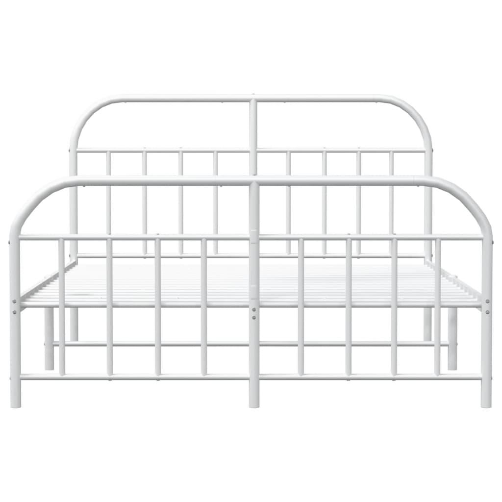 Metal Bed Frame without Mattress with Footboard White 135x190 cm
