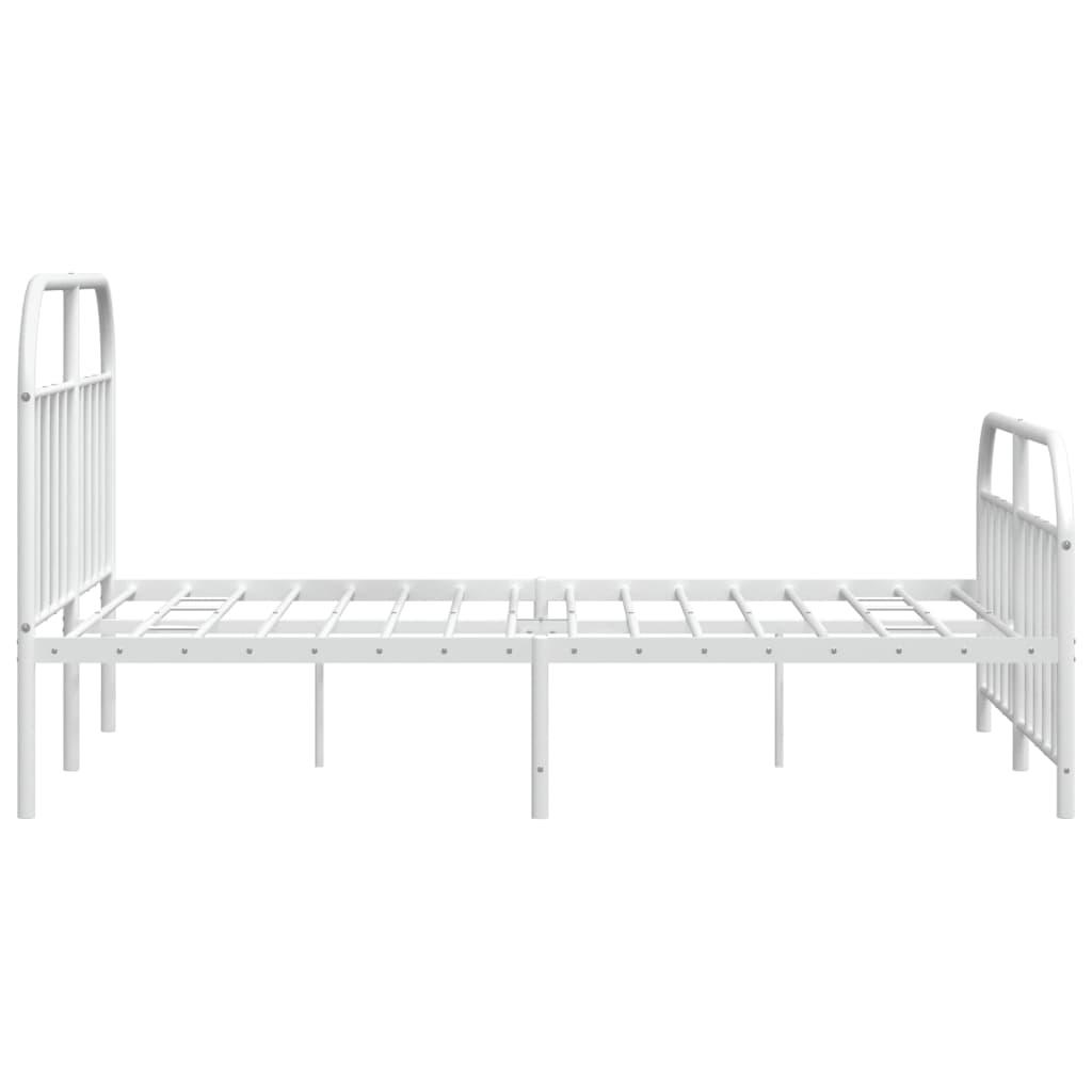 Metal Bed Frame without Mattress with Footboard White 135x190 cm