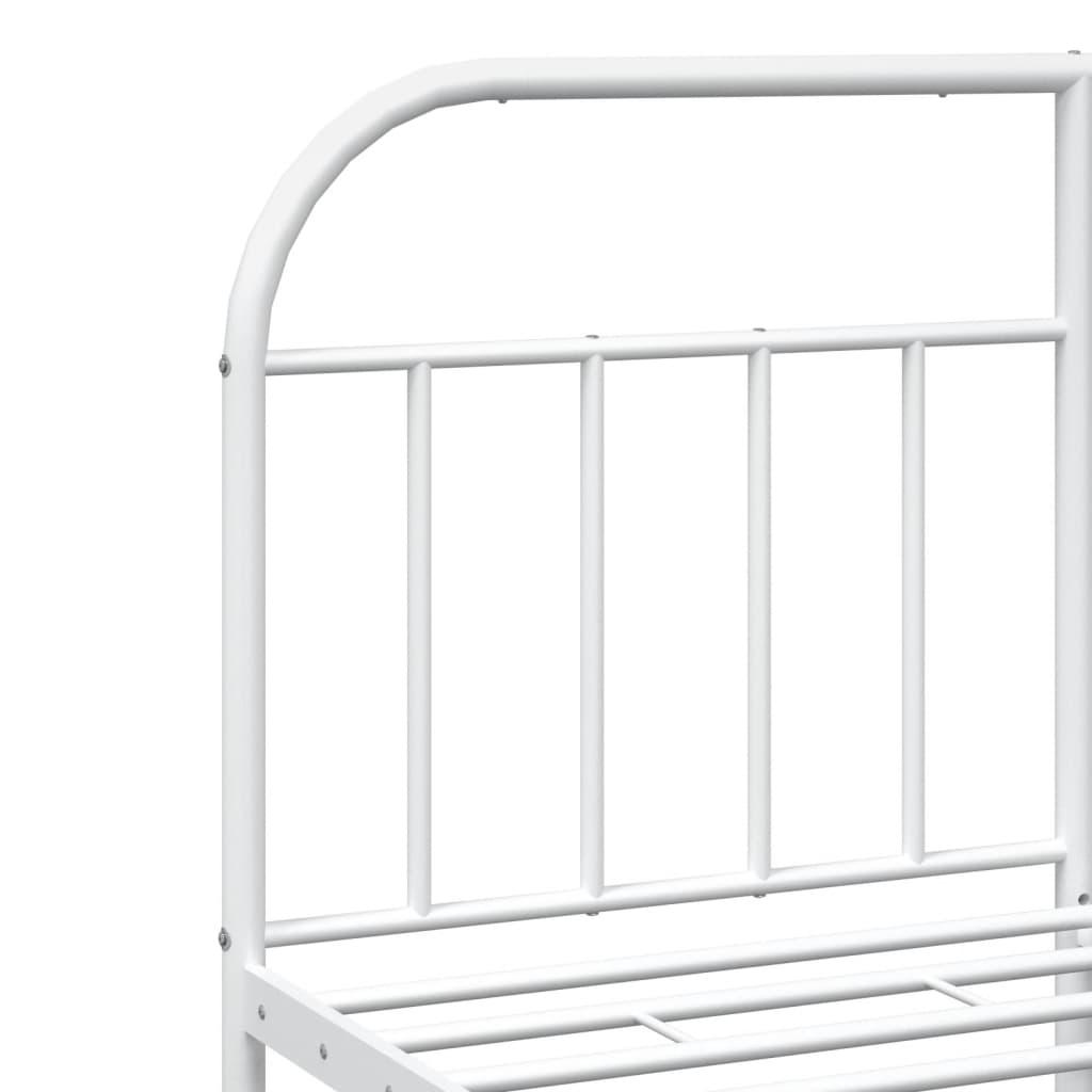 Metal Bed Frame without Mattress with Footboard White 135x190 cm
