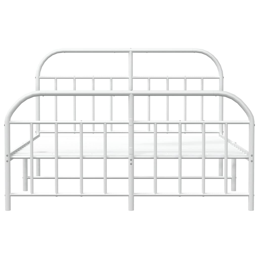 Metal Bed Frame without Mattress with Footboard White 183x203 cm King