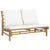 Garden Bench with Cream White Cushions Bamboo