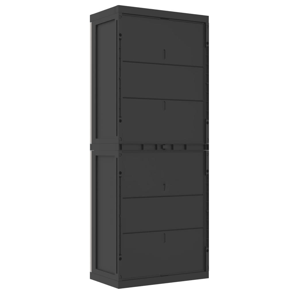 Outdoor Storage Cabinet Grey and Black 65x37x165 cm PP