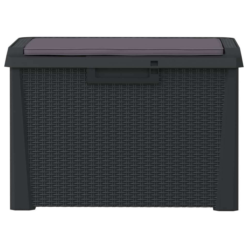 Garden Storage Box with Seat Cushion Anthracite 125 L PP
