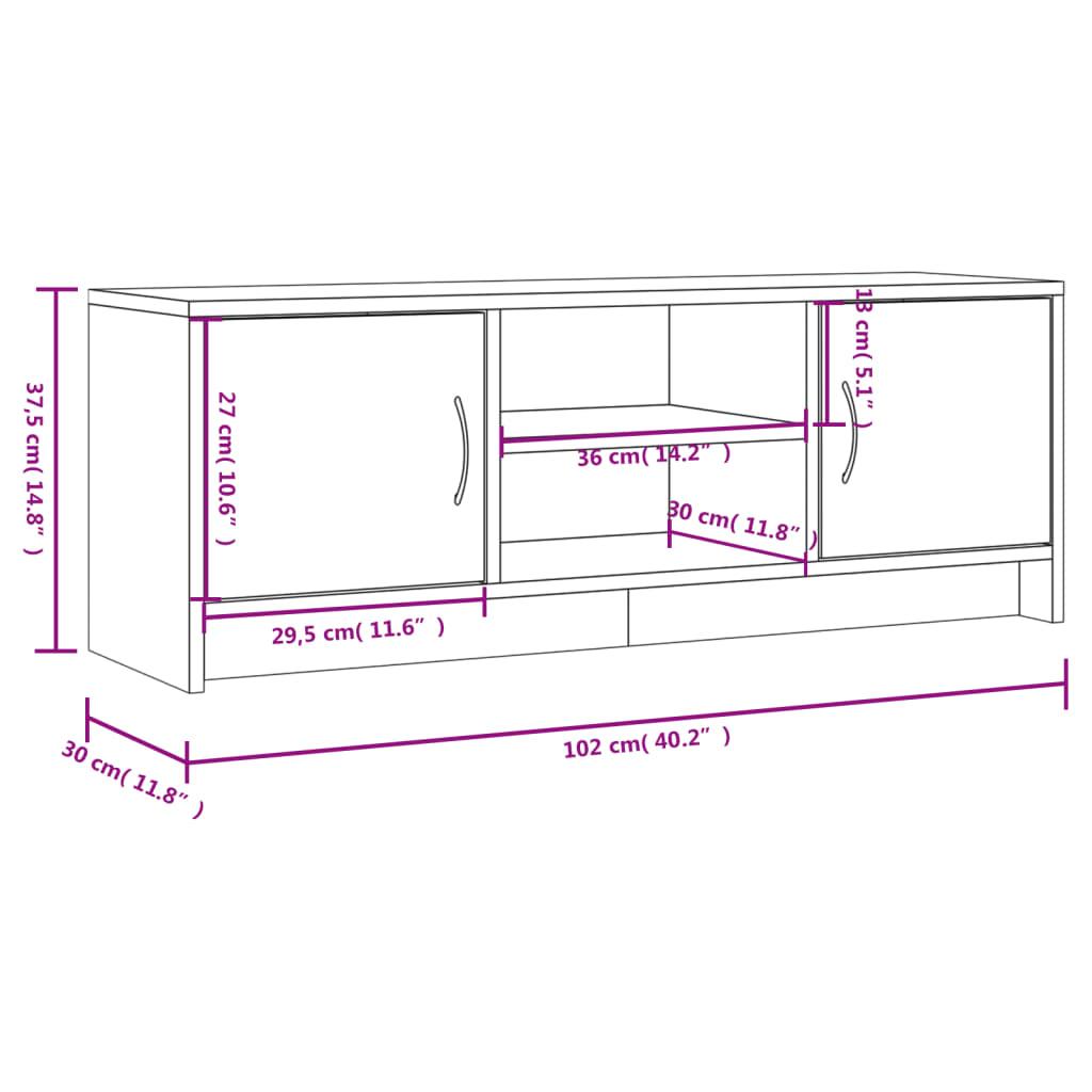 TV Cabinet White 102x30x37.5 cm Engineered Wood