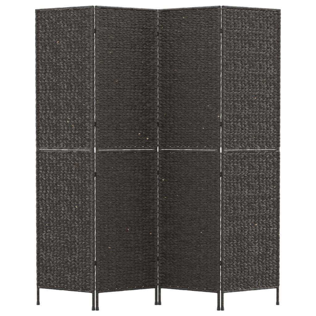 Room Divider 4-Panel Black 163x180 cm Water Hyacinth