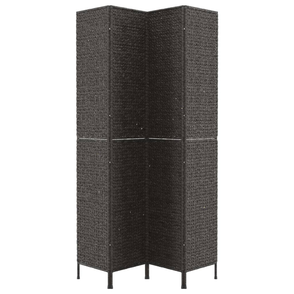 Room Divider 4-Panel Black 163x180 cm Water Hyacinth