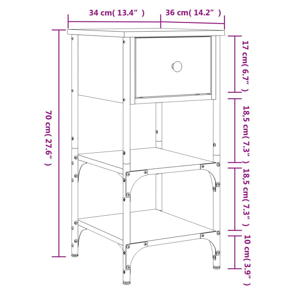 Bedside Cabinet Sonoma Oak 34x36x70 cm Engineered Wood