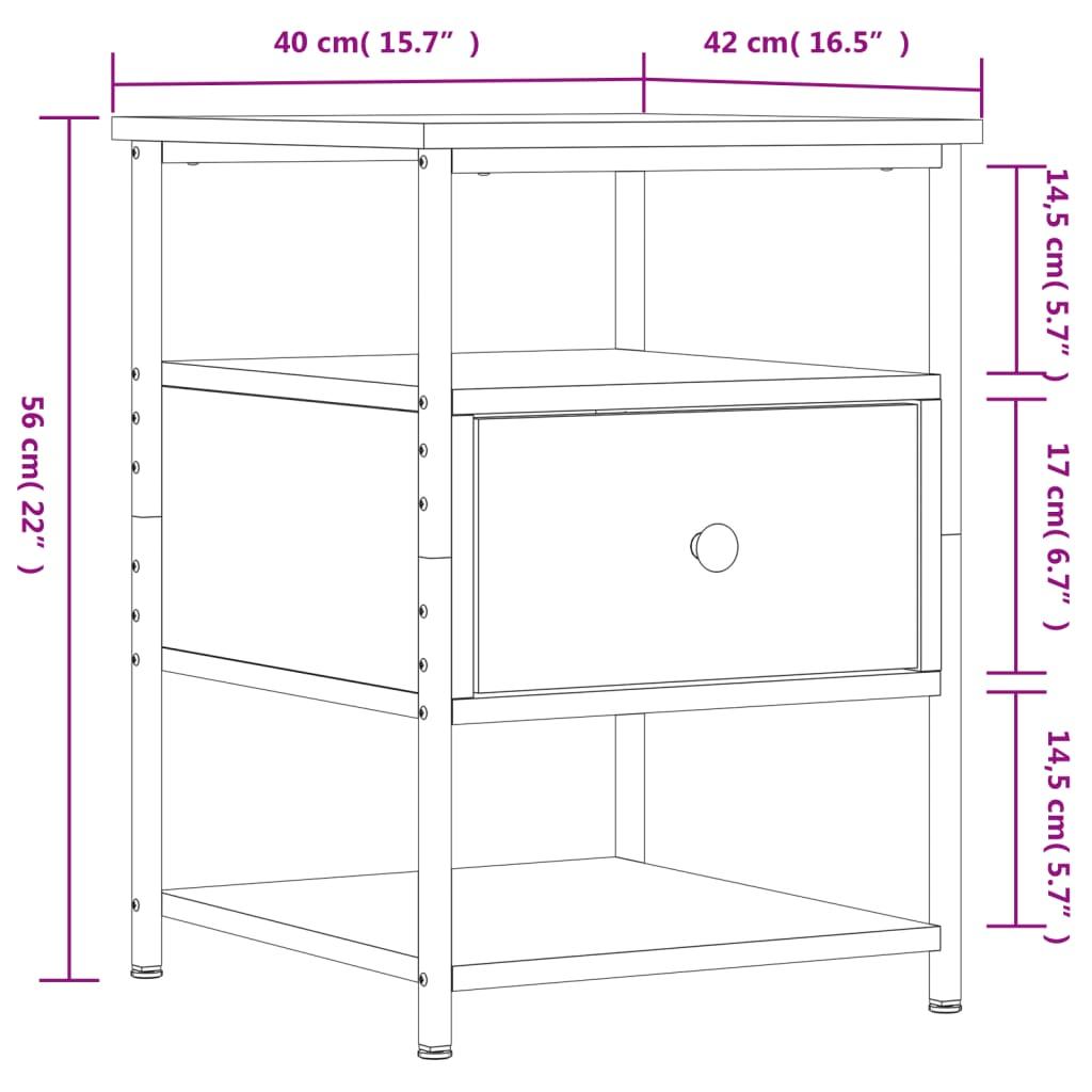Bedside Cabinet Grey Sonoma 40x42x56 cm Engineered Wood