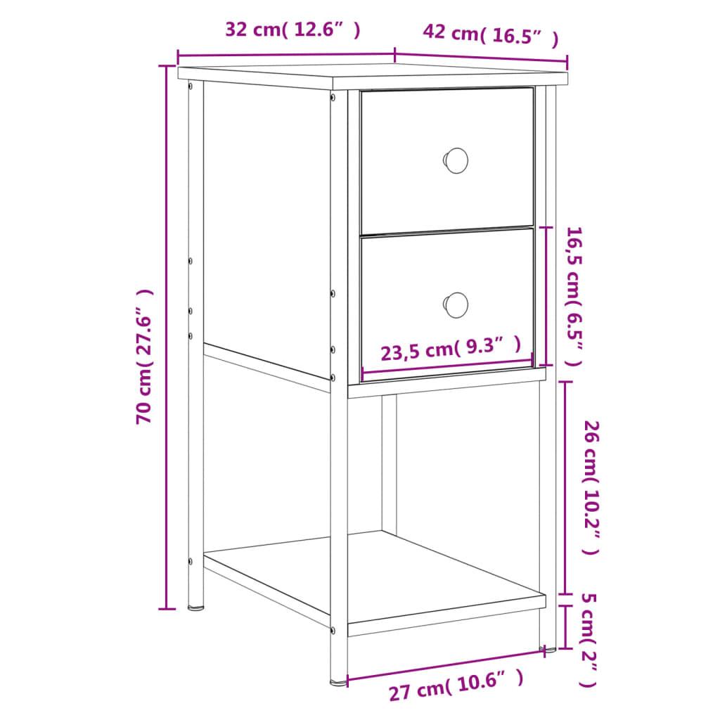 Bedside Cabinet Grey Sonoma 32x42x70 cm Engineered Wood