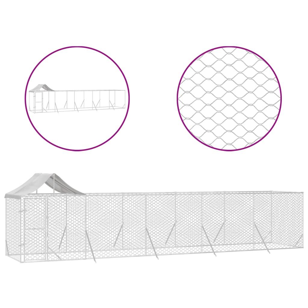Outdoor Dog Kennel with Roof Silver 10x2x2.5 m Galvanised Steel