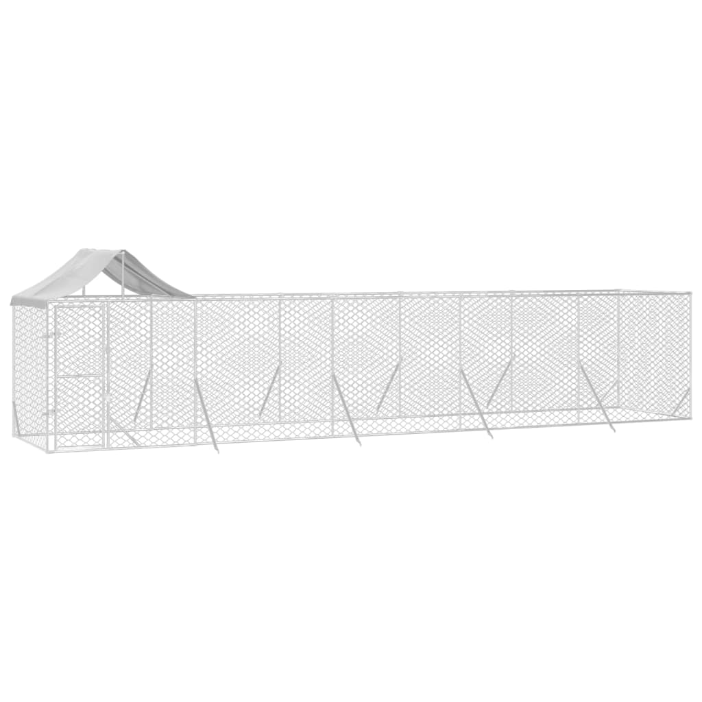 Outdoor Dog Kennel with Roof Silver 10x2x2.5 m Galvanised Steel