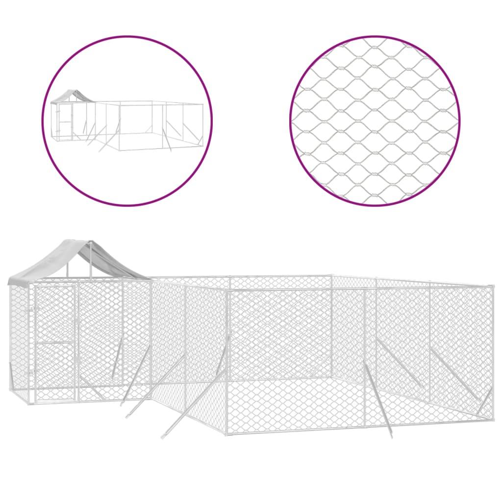 Outdoor Dog Kennel with Roof Silver 6x6x2.5 m Galvanised Steel