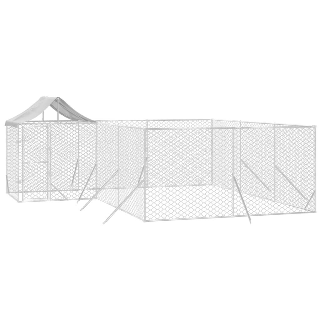 Outdoor Dog Kennel with Roof Silver 6x6x2.5 m Galvanised Steel