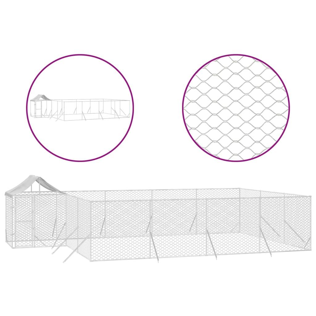 Outdoor Dog Kennel with Roof Silver 10x6x2.5 m Galvanised Steel