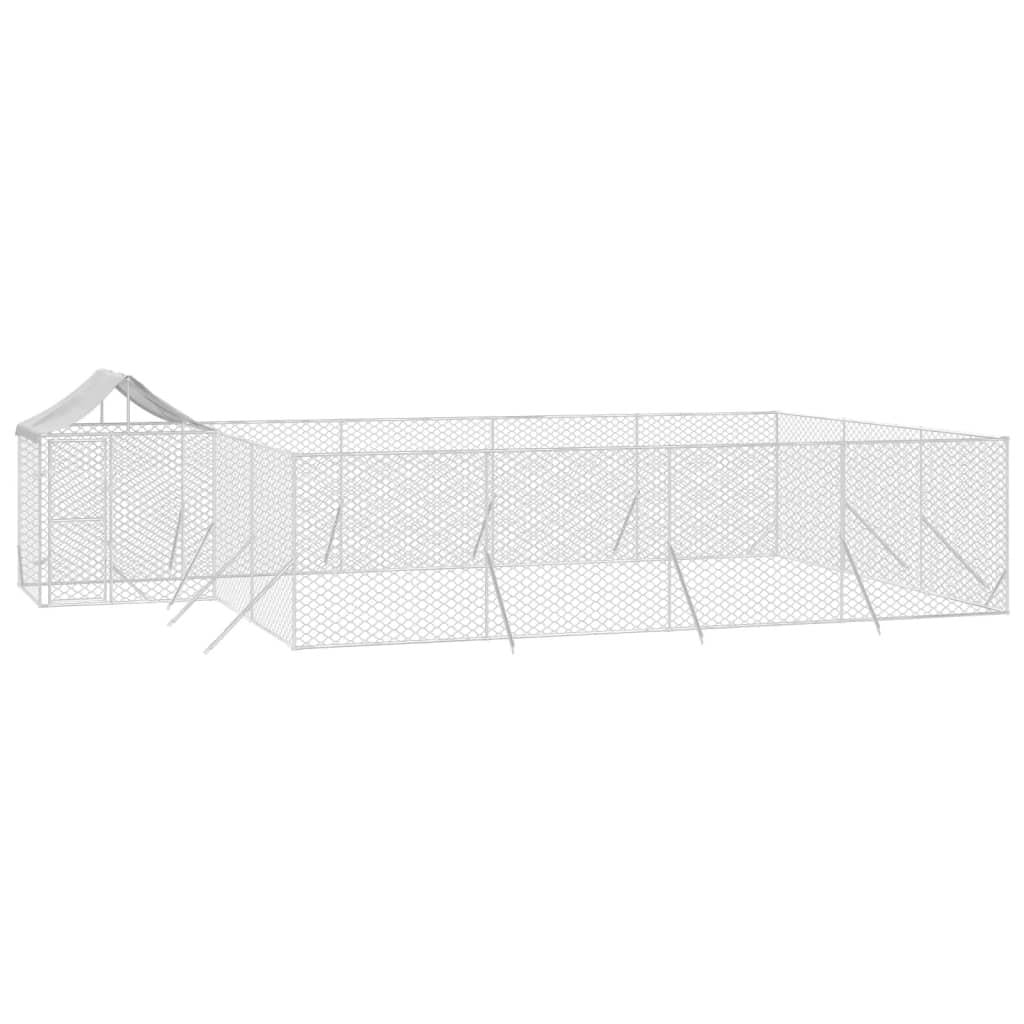 Outdoor Dog Kennel with Roof Silver 10x6x2.5 m Galvanised Steel