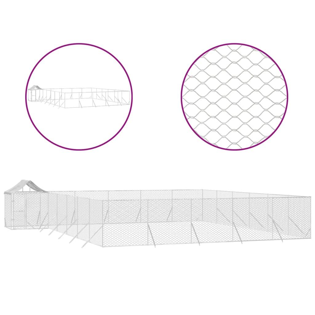 Outdoor Dog Kennel with Roof Silver 12x12x2.5 m Galvanised Steel