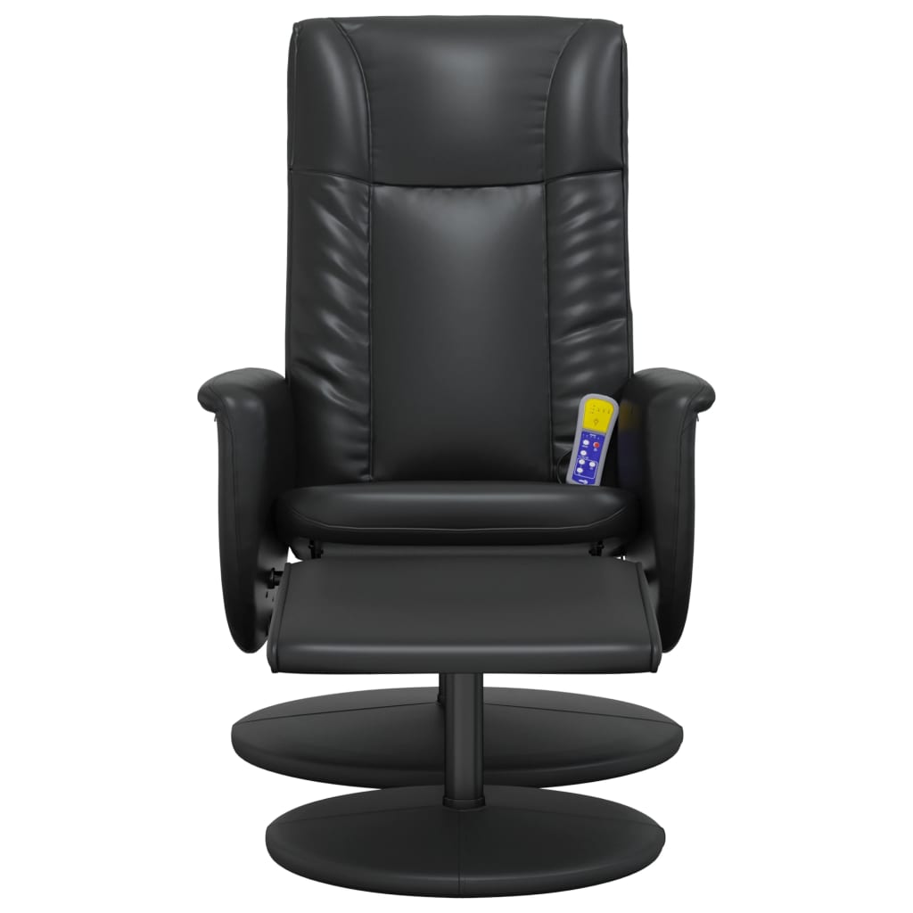 Massage Recliner Chair with Footstool Black Faux Leather
