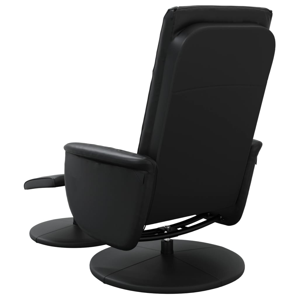 Massage Recliner Chair with Footstool Black Faux Leather