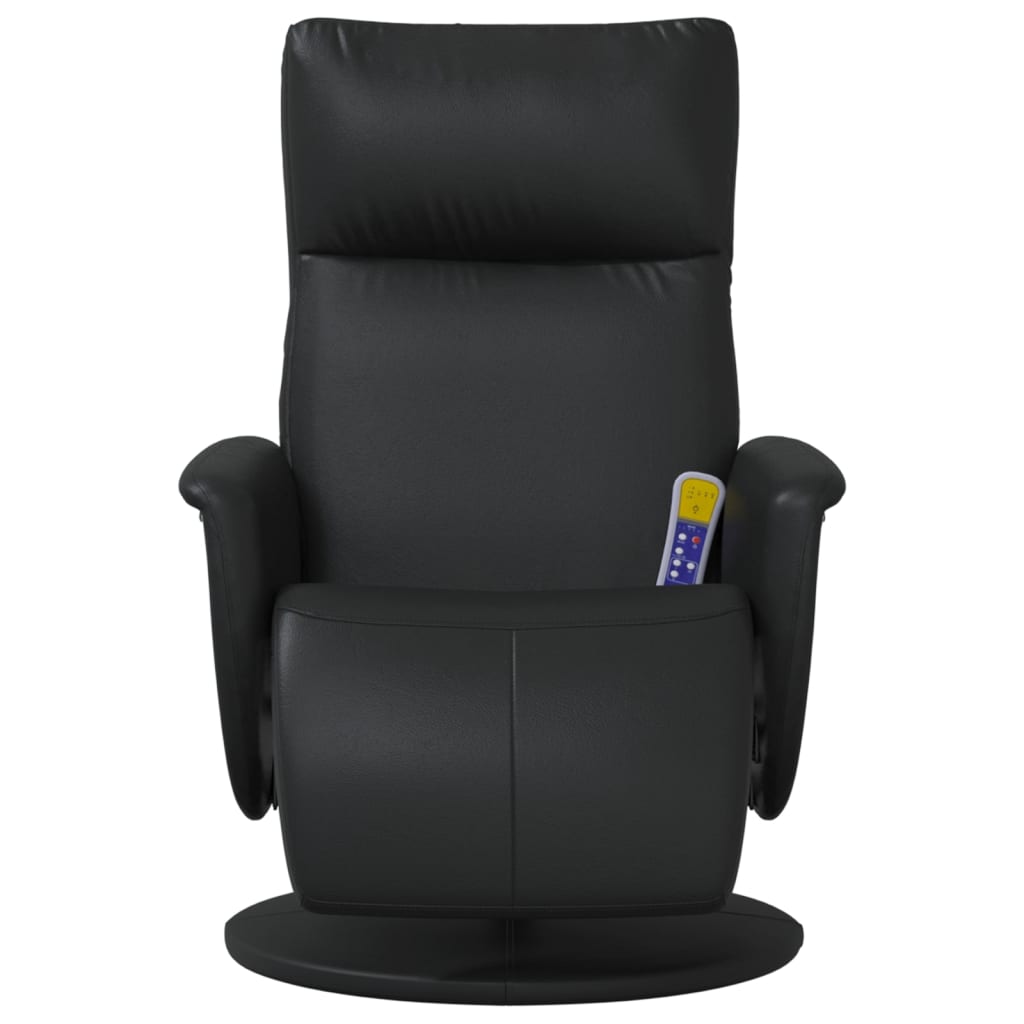 Massage Recliner Chair with Footrest Black Faux Leather