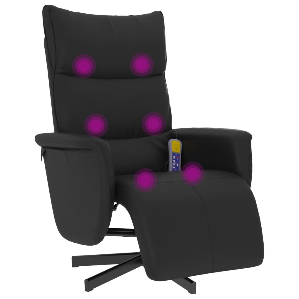 Massage Recliner Chair with Footrest Black Faux Leather