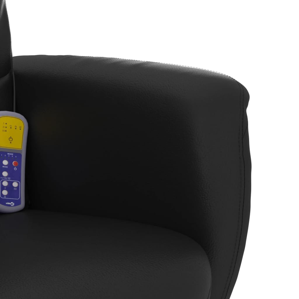 Massage Recliner Chair with Footstool Black Faux Leather