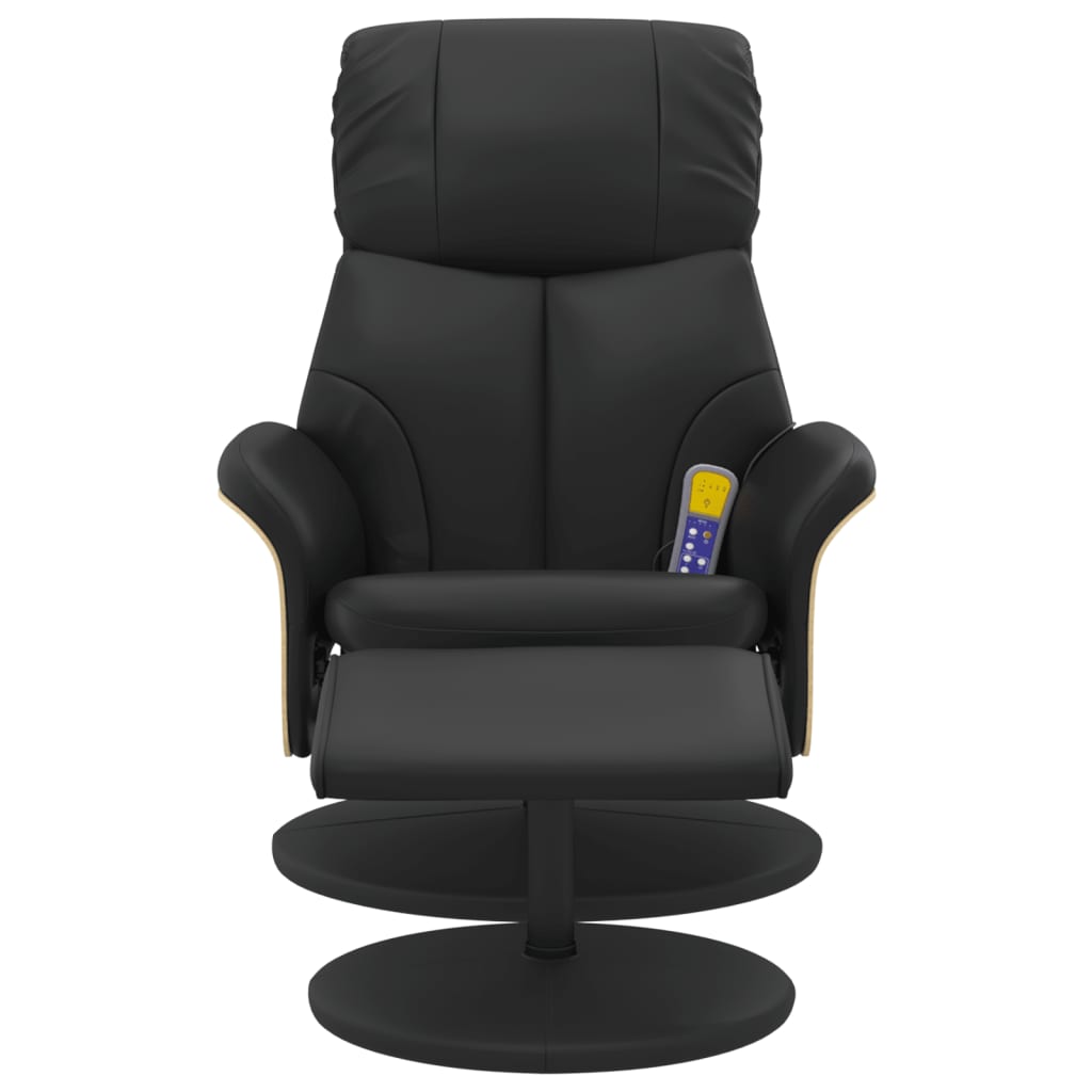 Massage Recliner Chair with Footstool Black Faux Leather
