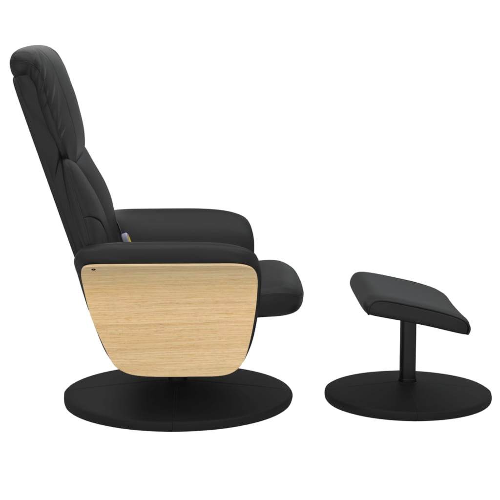 Massage Recliner Chair with Footstool Black Faux Leather