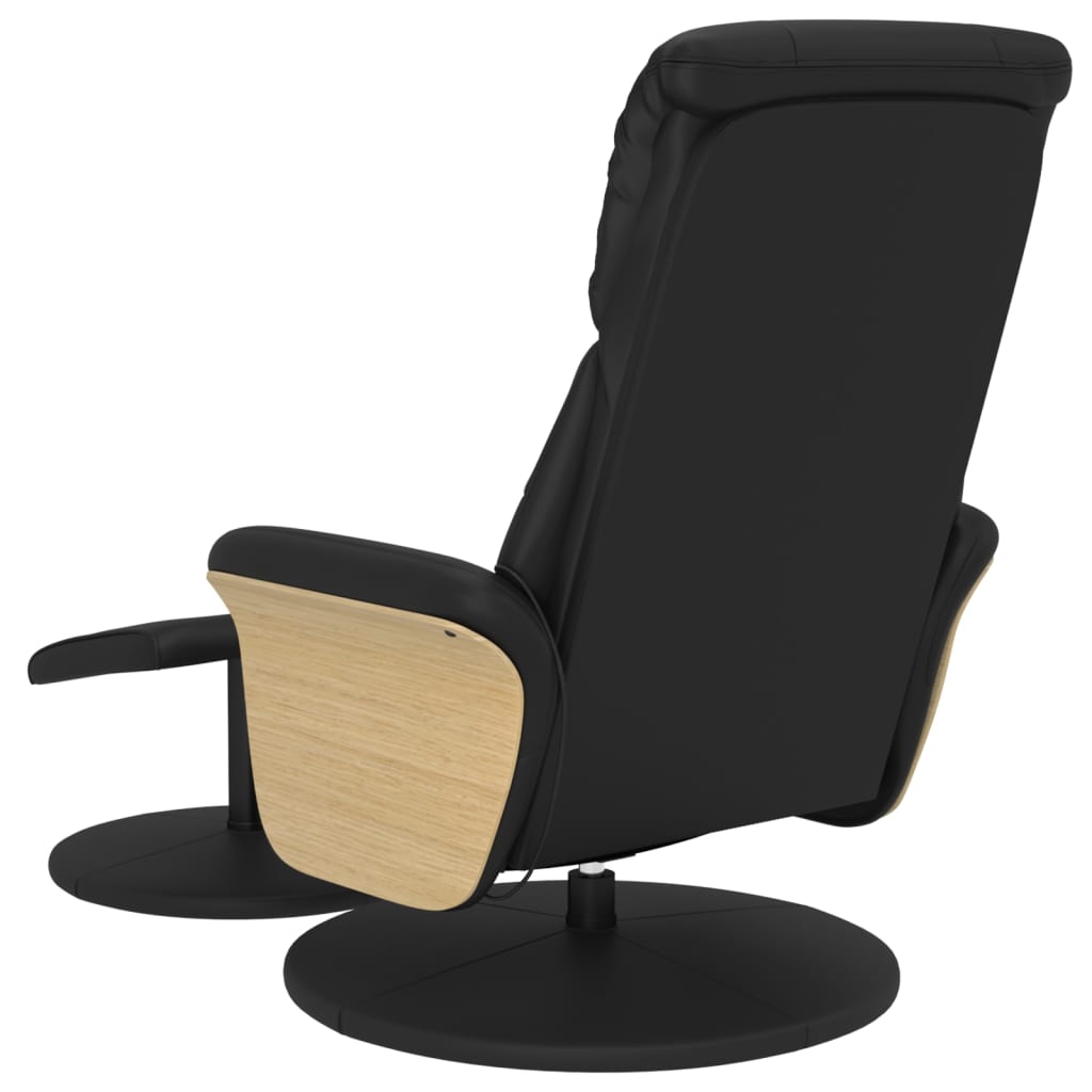 Massage Recliner Chair with Footstool Black Faux Leather