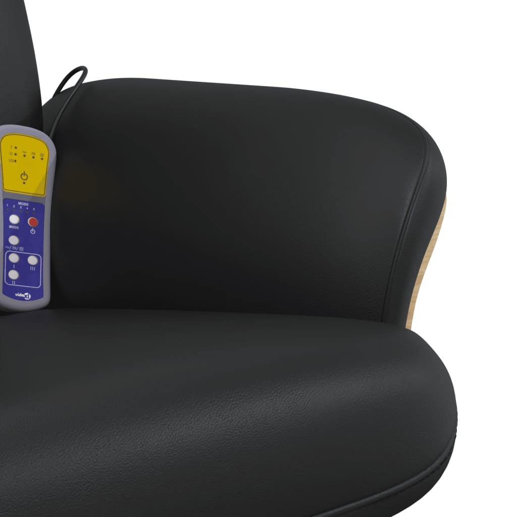 Massage Recliner Chair with Footstool Black Faux Leather