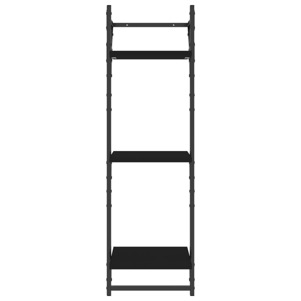 6 Piece Wall Shelf Set with Bars Black Engineered Wood