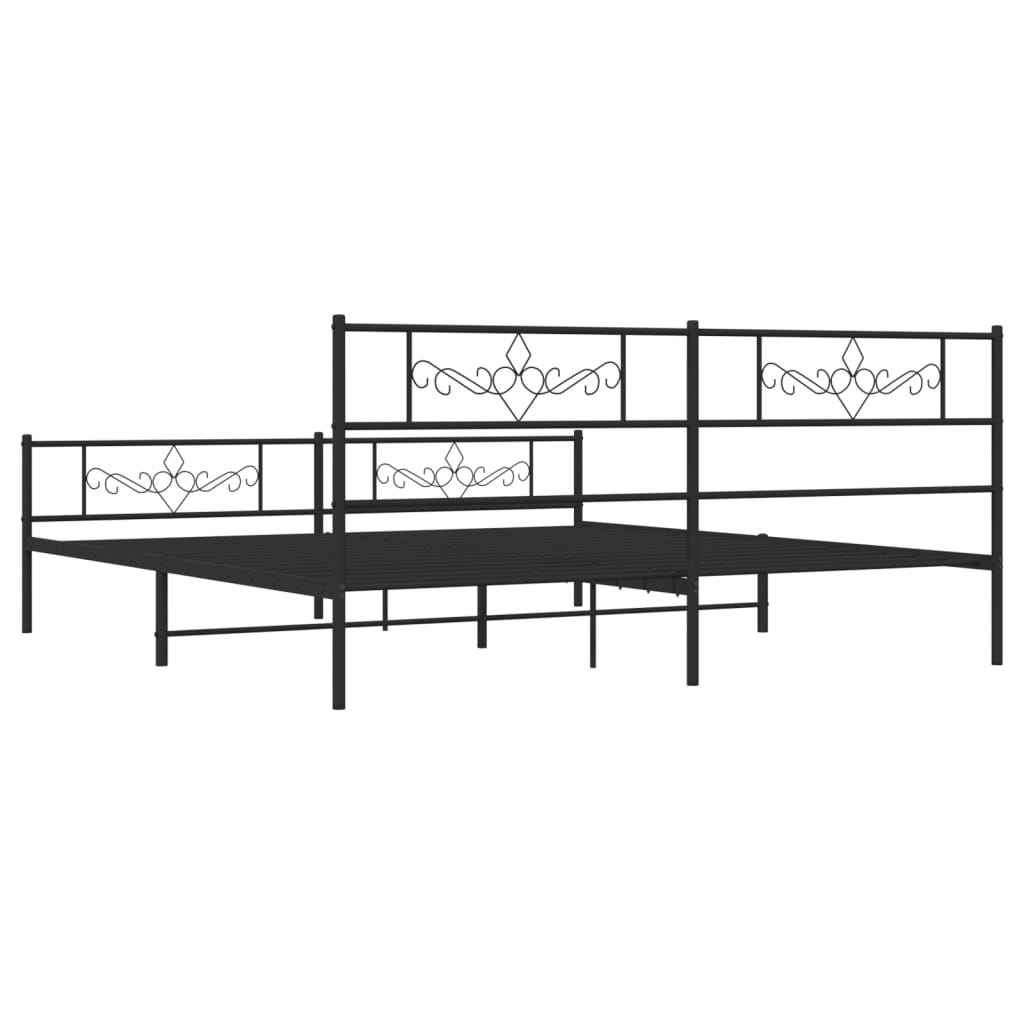 Metal Bed Frame without Mattress with Footboard Black 183x203 cm King
