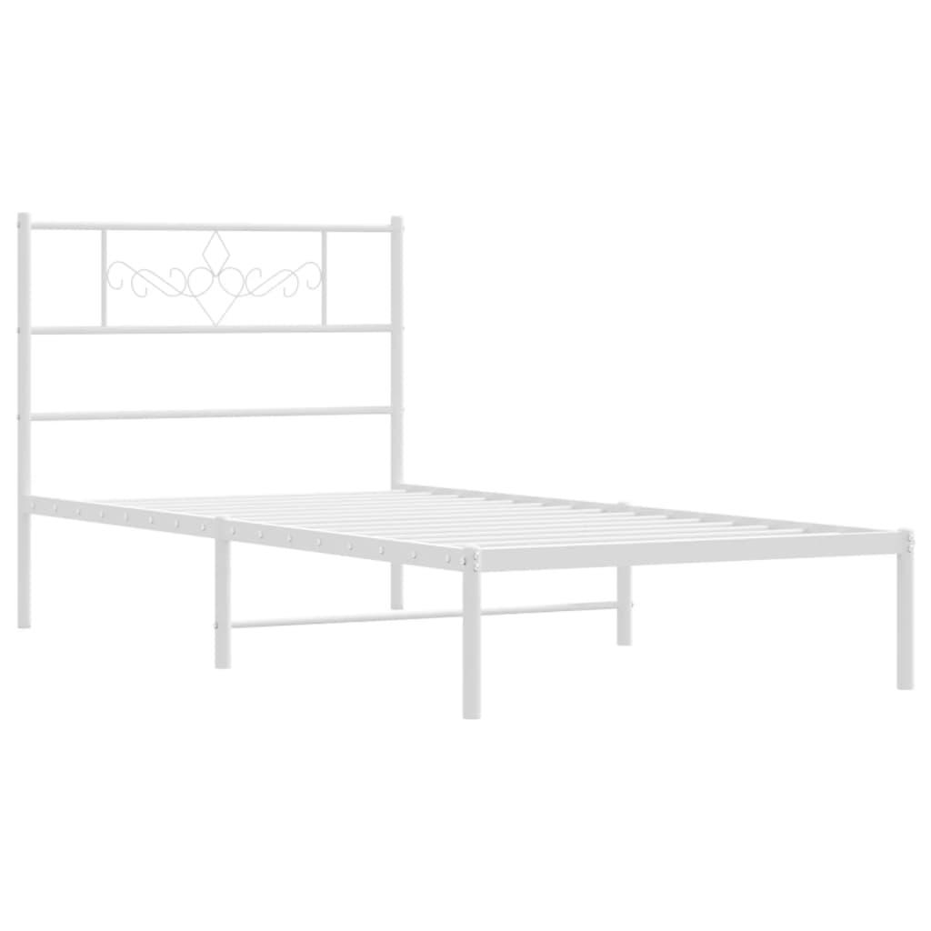 Metal Bed Frame without Mattress with Headboard White 90x190 cm