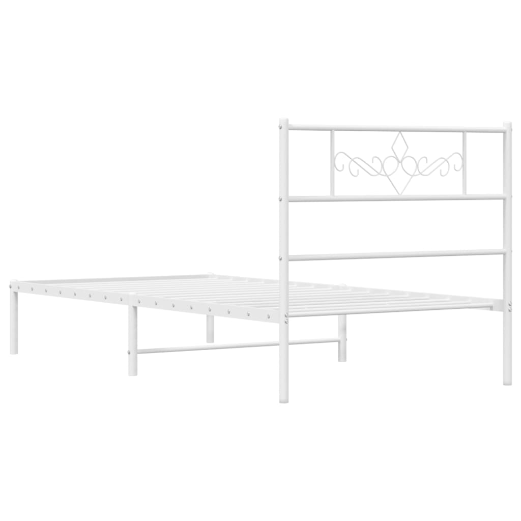 Metal Bed Frame without Mattress with Headboard White 90x190 cm