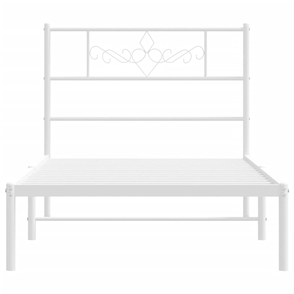 Metal Bed Frame without Mattress with Headboard White 107x203 cm King Single