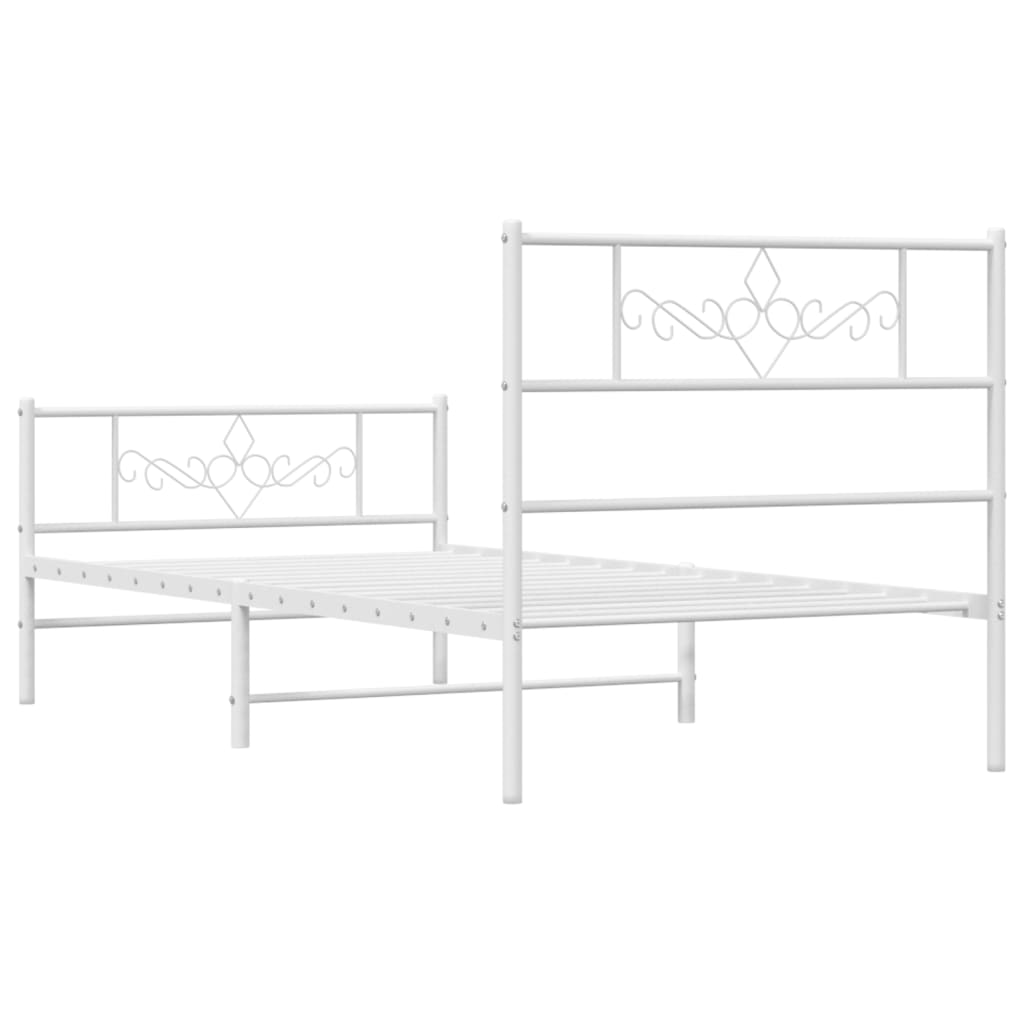 Metal Bed Frame without Mattress with Footboard White 90x190 cm
