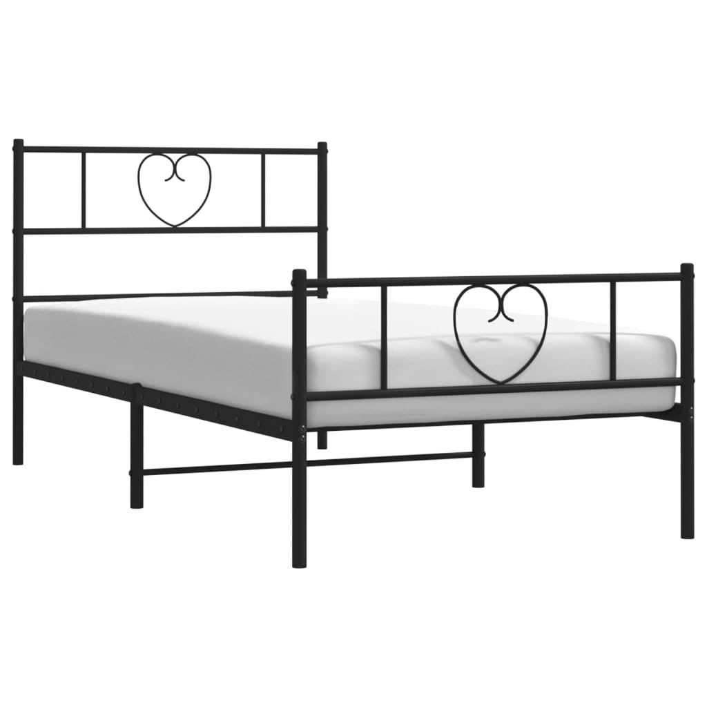 Metal Bed Frame without Mattress with Footboard Black 107x203 cm King Single