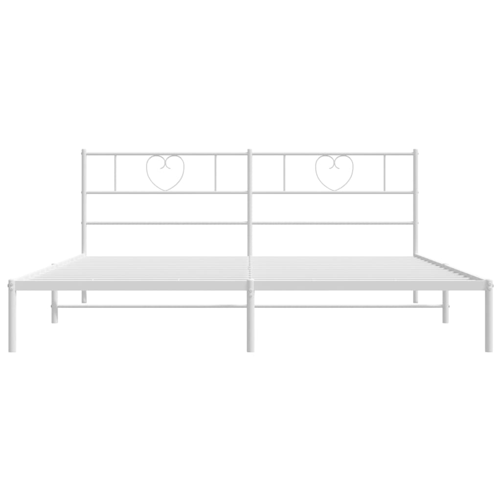 Metal Bed Frame without Mattress with Headboard White 183x203 cm King